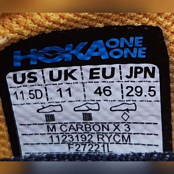 Hoka One One Carbon X 3 Running Shoes Athletic Sneakers Men's Size 11.5 - Picture 9 of 9